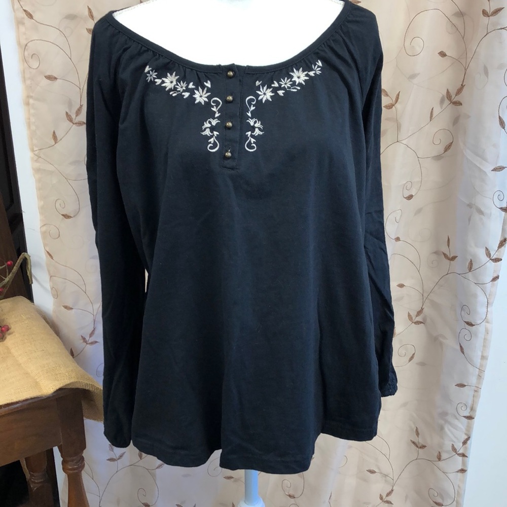 Embroidered long sleeve top